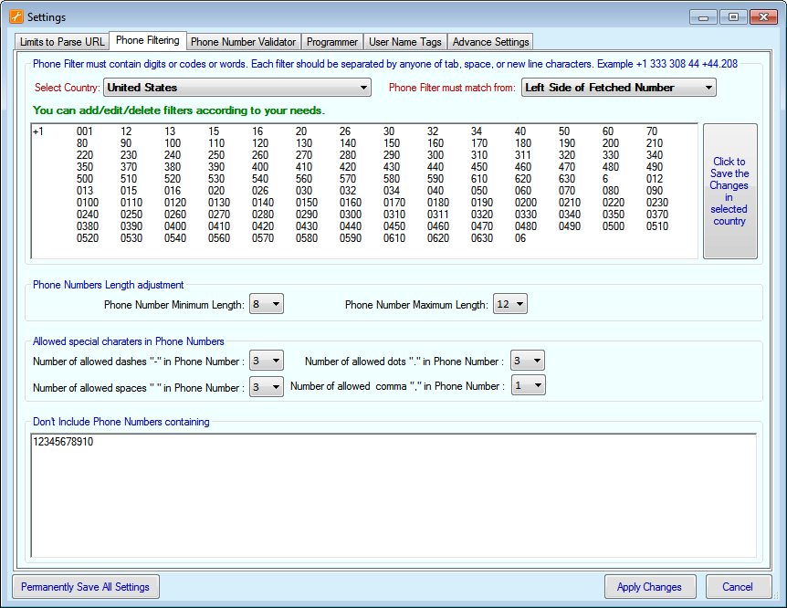Cell Extractor Software Filers Screenshot