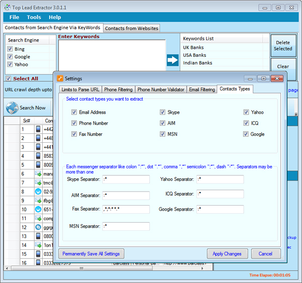 Web Data Ripper Email Filers Screenshot