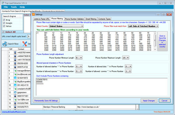 Landline Number Extractor Phone Number Filters Screenshot