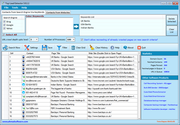 Mobile Number Extractor Searchengine Screenshot