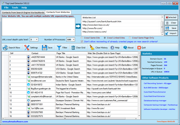 Web Lead Scraping Software Websites Screenshot